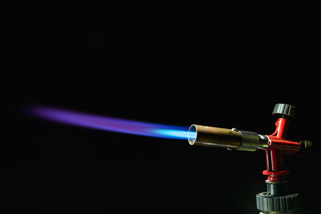instrument gas burner flame burns blue machineの写真素材