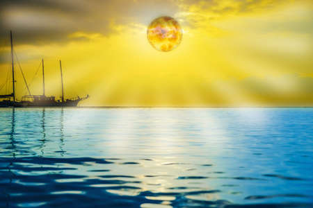 soltse rise on the Mediterranean in the early morningの写真素材