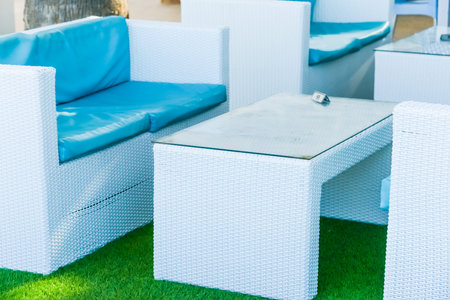 cafe outdoor restaurant table and chair outside snackのeditorial素材