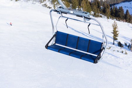 chair lift for skiing in the mountains in winterの写真素材