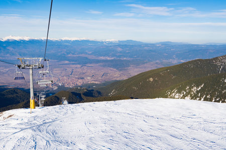 chair lift for skiing in the mountains in winter