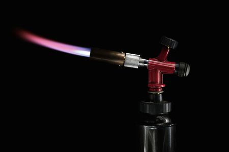instrument gas burner flame burns blue machineの写真素材