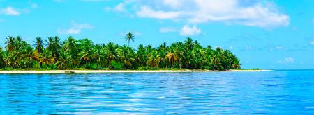 sandy beach and calm blue sea surfの写真素材