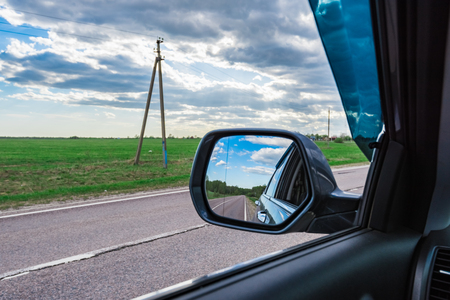 view from the car window and mirrorの写真素材