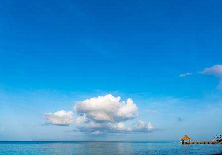 sandy beach and calm blue sea surfの写真素材