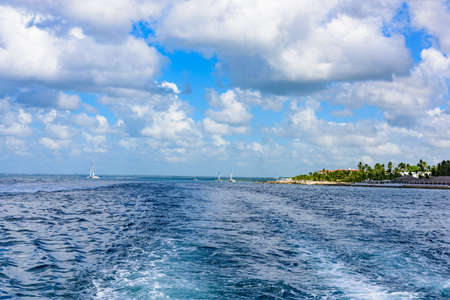 sandy beach and calm blue Caribbean sea surf Dominican Republicの写真素材