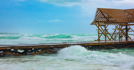landscape view of the sea storm cloud hurricane irma Dominican Republicの写真素材