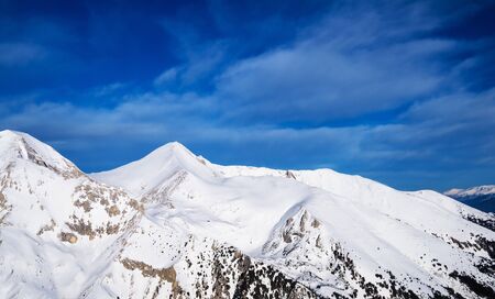 Pirin Mountain in Winter. Peaks mountain Pirin covered in snow in Winter. Bansko, Bulgariaの写真素材
