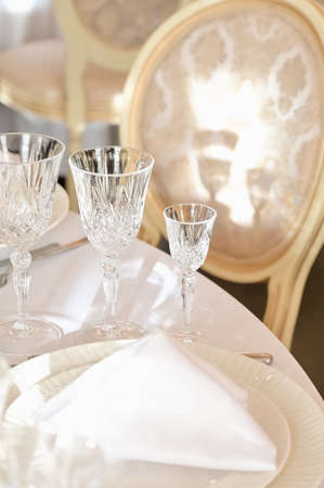 festively beautifully laid table in a restaurant for an eventの写真素材