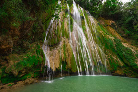 waterfall el lemon in the jungle of the Dominican Republicの写真素材