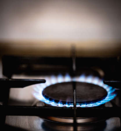 stove for cooking gas burner blue flamesの写真素材