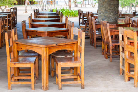 cafe outdoor restaurant table and chair outside snackの写真素材