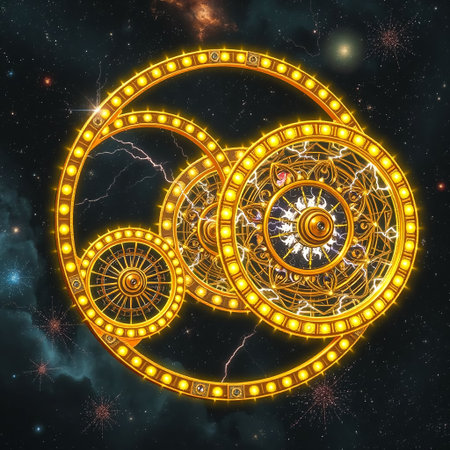 Zodiac sign Virgo. Zodiac wheel in the space.の素材