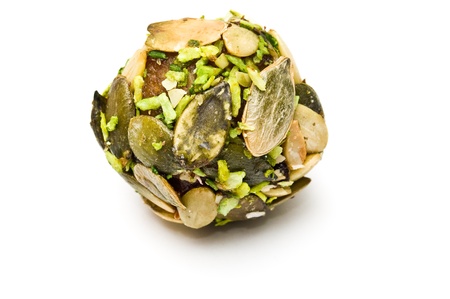 Dessert covered with various seeds isolated on whiteの写真素材