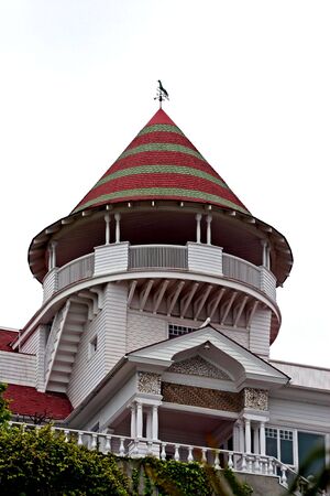 Top of cottage on top of hillの写真素材