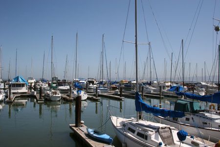 Boats at Pier in San Franciscoの写真素材