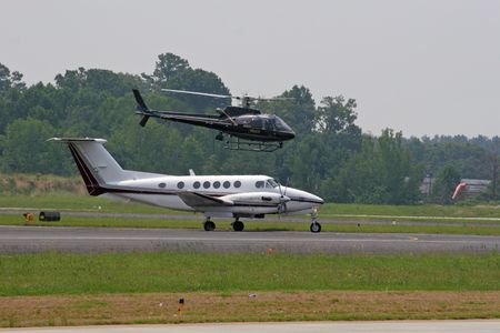 Small plane landingの写真素材