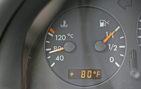 Water Temperature gauge on car showing cool temperature