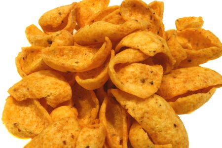 Fresh corn chips snacks isolated on white backgroundの写真素材