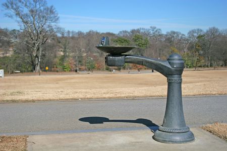 Early 20th Century water fountain in a parkの写真素材