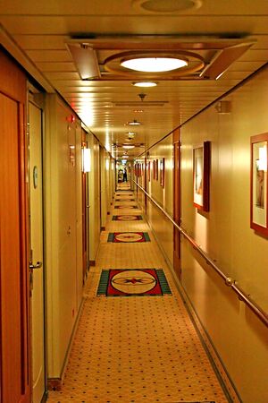 A passenger corridor on a cruise shipの写真素材