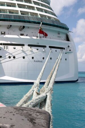 Cruise ship tied up at a pierの写真素材