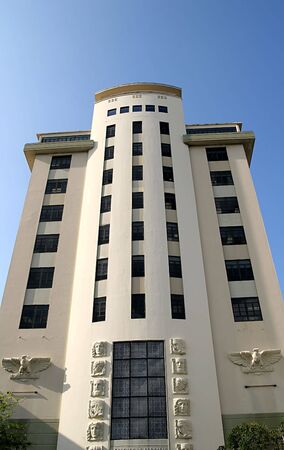Marble government building rising into the blue skyの写真素材
