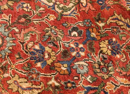Brightly colored oriental carpet of wool and silkの写真素材