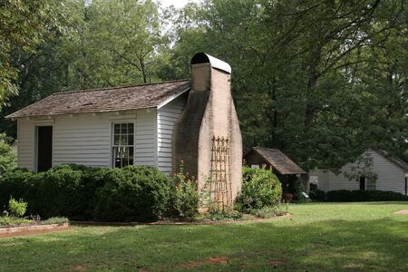 An old farmhouse in a rural settingの写真素材