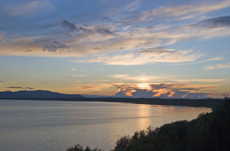 A cloudy sunset in the pacific northwestの写真素材