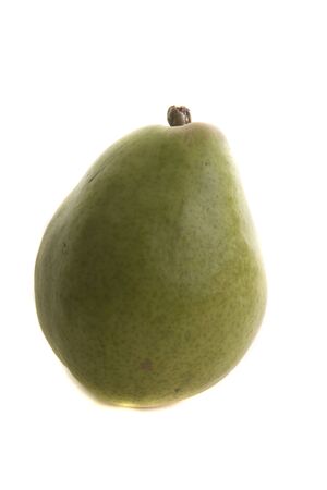 A green pear isolated on a white backgroundの写真素材