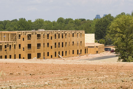 New apartments under new wood construction