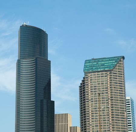 Two office towers in downtown seattleの写真素材