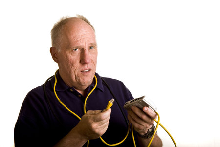 An old guy trying to figure out how to plug in a network cable to a switch