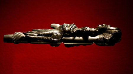 An ancient pipe carved by Inuit Indians out of onyx