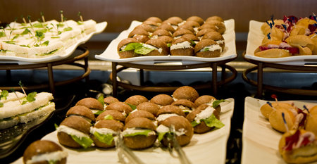 Small sandwiches served at a traditional tea