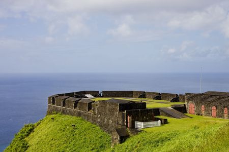 An old fort on a tropical islandの写真素材