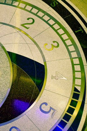 A clock design in a terrazzo floorの写真素材