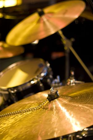 A drum kit on a stageの写真素材