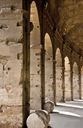Arches under the roman coliseum ruinsの写真素材