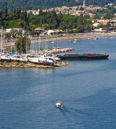 An small old marina on the coast of Dubrovnik, Croataiの写真素材