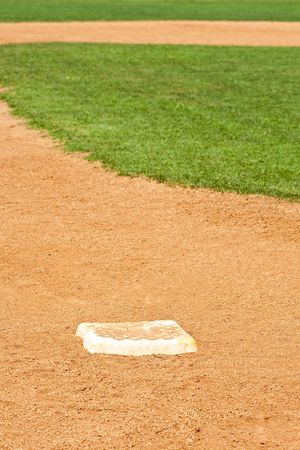 Third base on a well groomed baseball fieldの写真素材