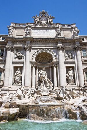 Close view of Neptune at the Trevi fountain in Rome, Italyの写真素材