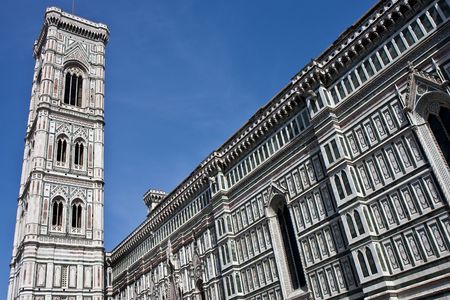 Bell tower of the famous il duomo church in florence, italyの写真素材