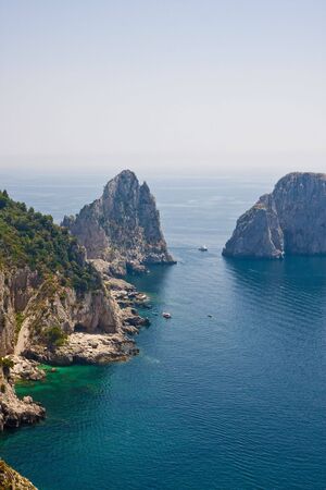 Rocks off the coast of the island of Capri italyの写真素材