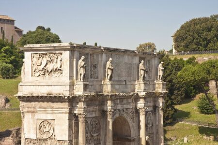 An ancient gate outside the coliseum in rome italyの写真素材
