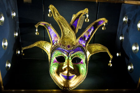 A mask for mardi gras or carnival in a black caseの写真素材
