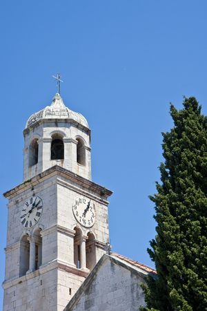 An Old Tower in Europe with skyの写真素材