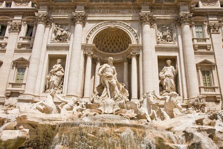 A view of the Trevi Fountain in Rome Italyの写真素材