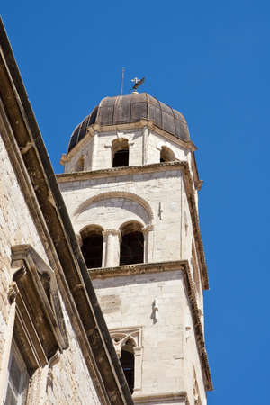 A bell tower in the old town of Dubrovnik Croatiaの写真素材